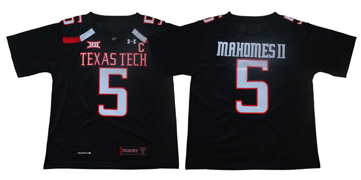 Texas Tech Red Raiders #5 Patrick Mahomes II Black College Football Jersey